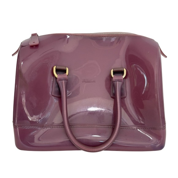 Furla Candy Bag Purple Satchel Dome Top Handle Made In Italy Designer purse - Picture 1 of 11